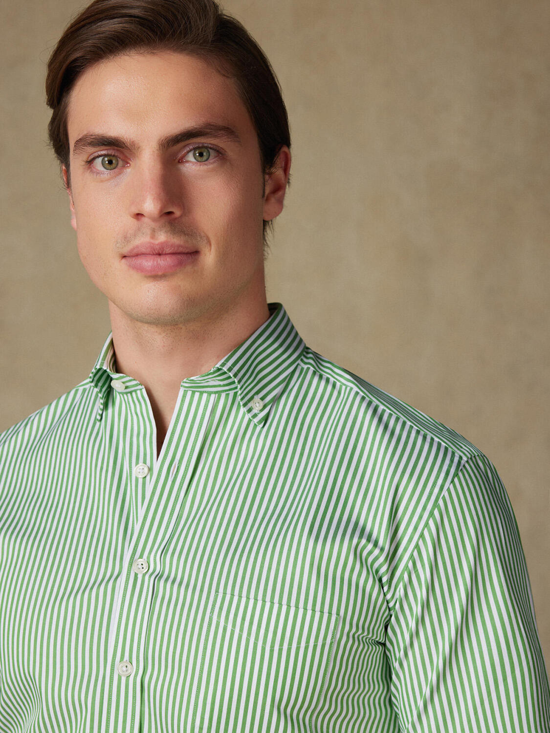 Barry groen gestreept overhemd - Button-down kraag