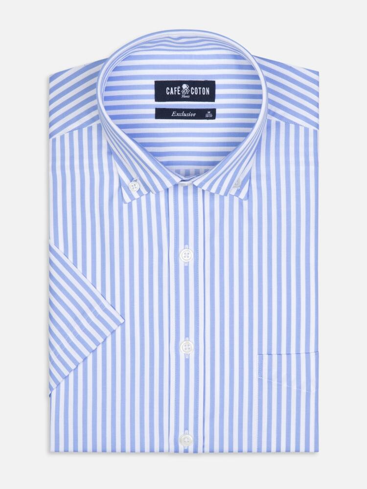 Benjy sky blue stripe short sleeves shirt  - Buttoned collar