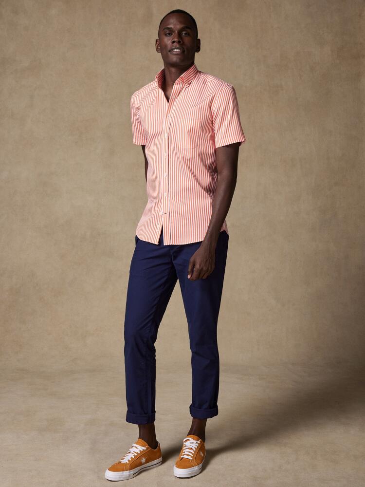 Benjy apricot stripe short sleeves shirt  - Buttoned collar