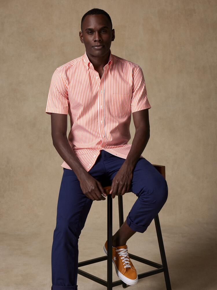 Benjy apricot stripe short sleeves shirt  - Buttoned collar