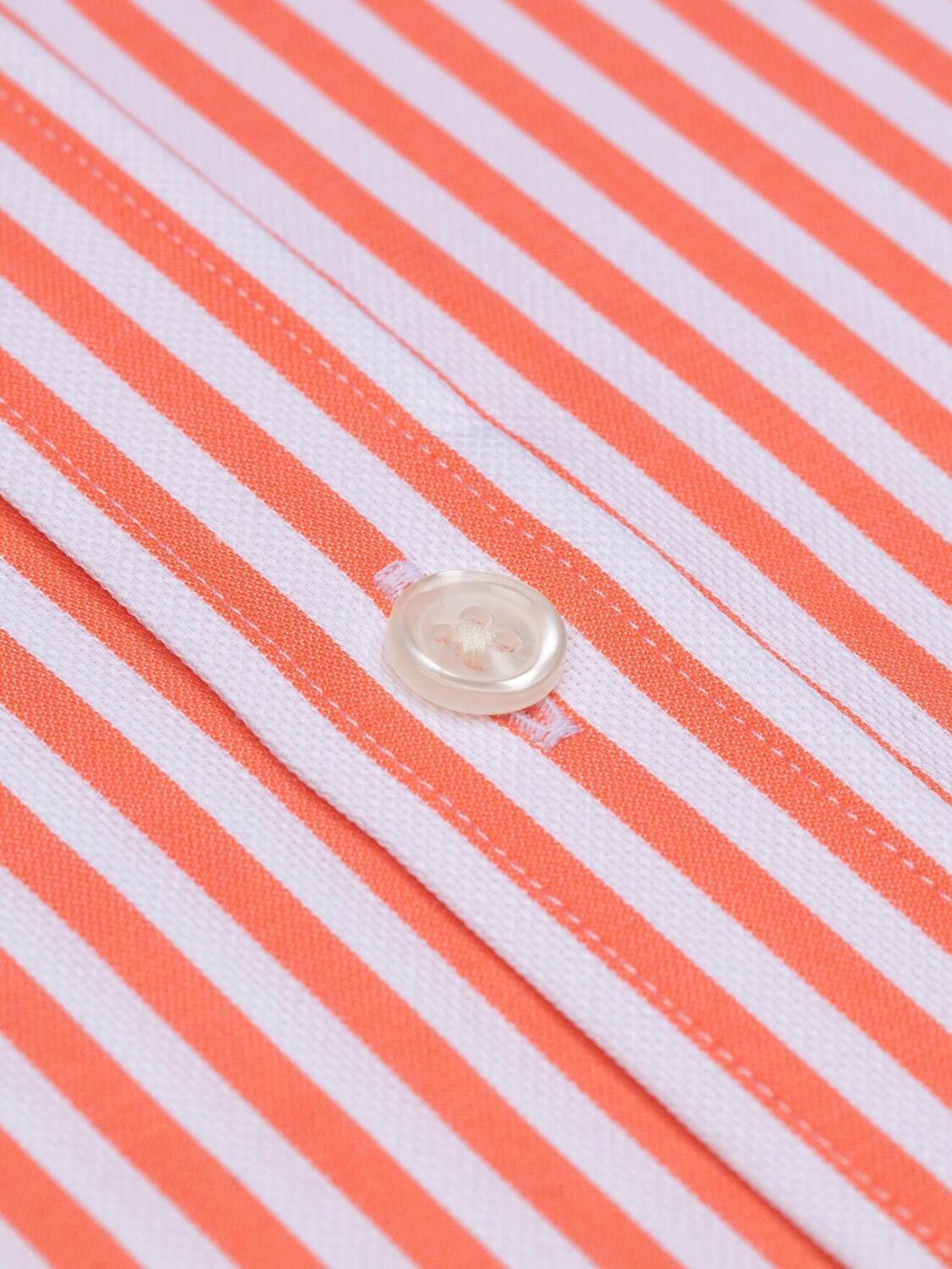 Benjy Kurzarmhemd mit orangefarbenen Streifen - Button-Down-Kragen