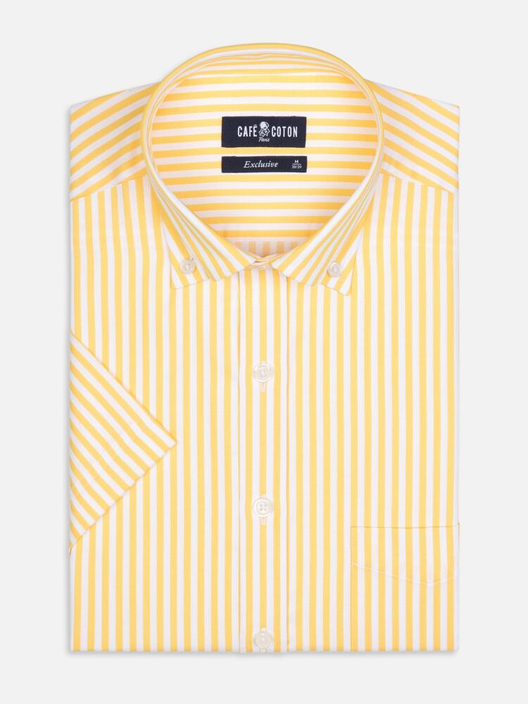 Benjy yellow stripe short sleeves shirt  - Buttoned collar