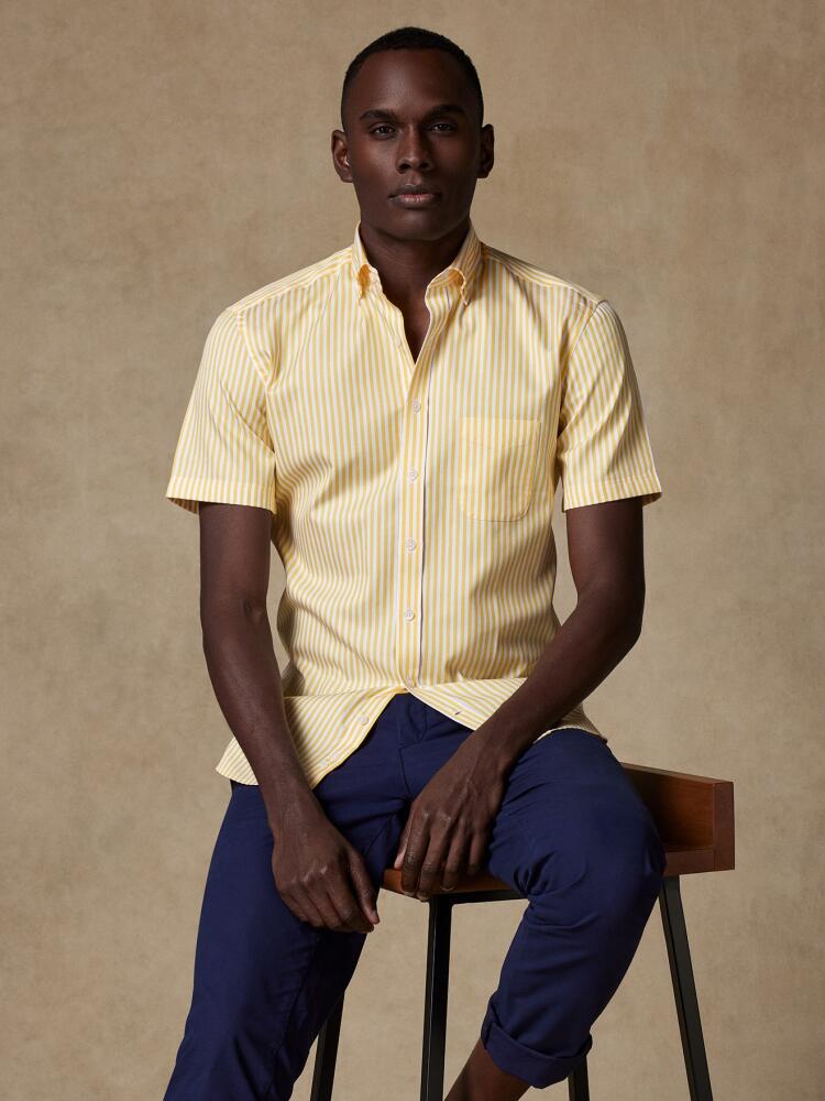 Benjy yellow stripe short sleeves shirt  - Buttoned collar