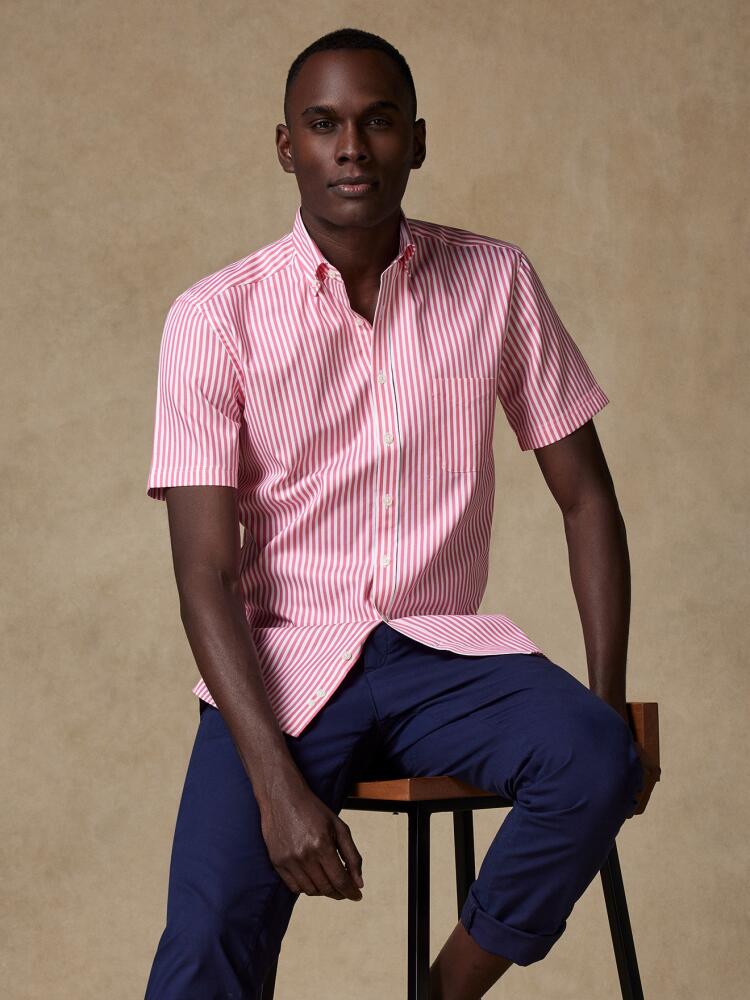 Benjy pink stripe short sleeves shirt  - Buttoned collar