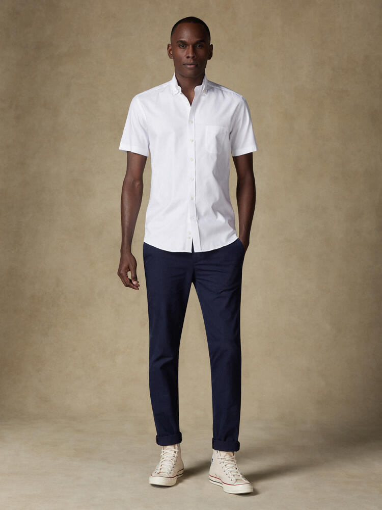 Chemise manches courtes Bolton blanche en coton & lyocell - Col Boutonné