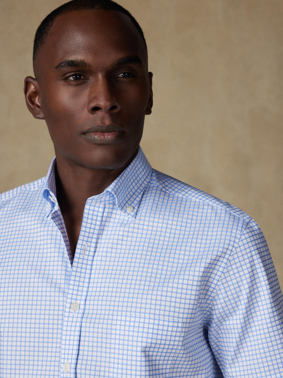 Carlton hemelsblauw geruit overhemd - Button-down kraag