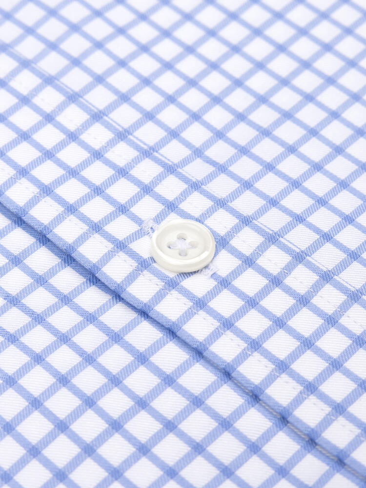 Kurzarmhemd Carlton mit hellblauen Karos - Button down kragen