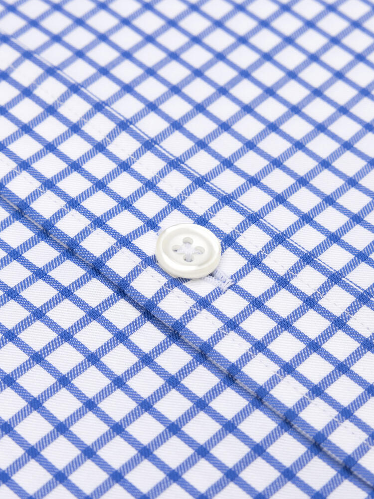 Kurzarmhemd Carlton mit blauen Karos  - Button down kragen