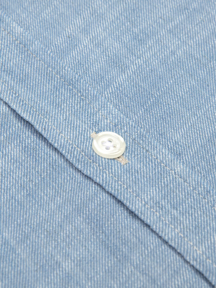 Chemise manches courtes Chad en denim ciel  - Col Boutonné