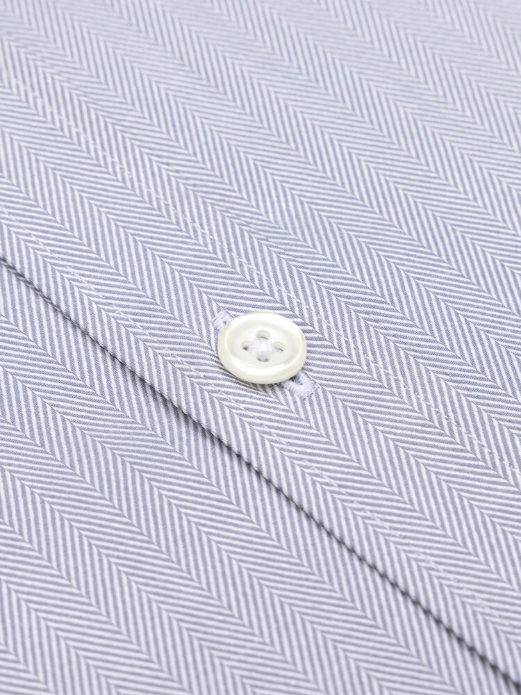 Grijs visgraat overhemd  - Button-down kraag