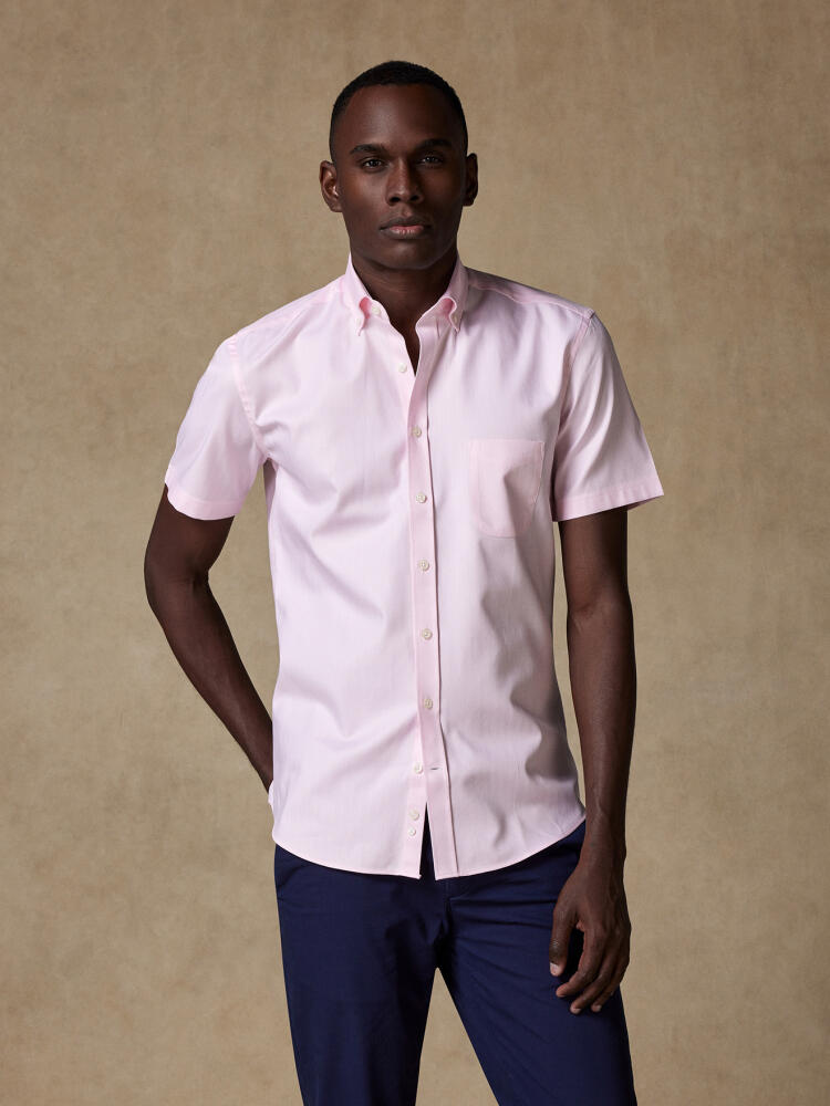 Roze overhemd visgraat  - Button-down kraag