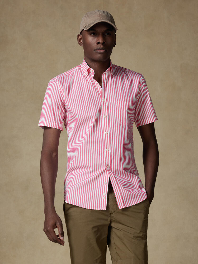 Chris short sleeves shirt with grenadine stripes   - Button down collar