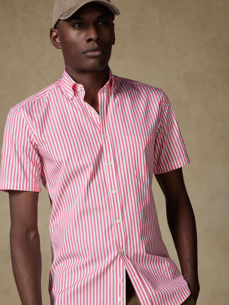 Chris short sleeves shirt with grenadine stripes   - Button down collar