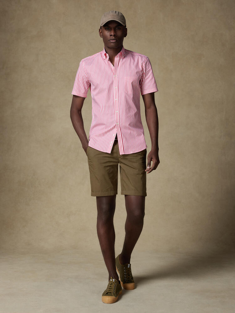 Chris short sleeves shirt with grenadine stripes   - Button down collar