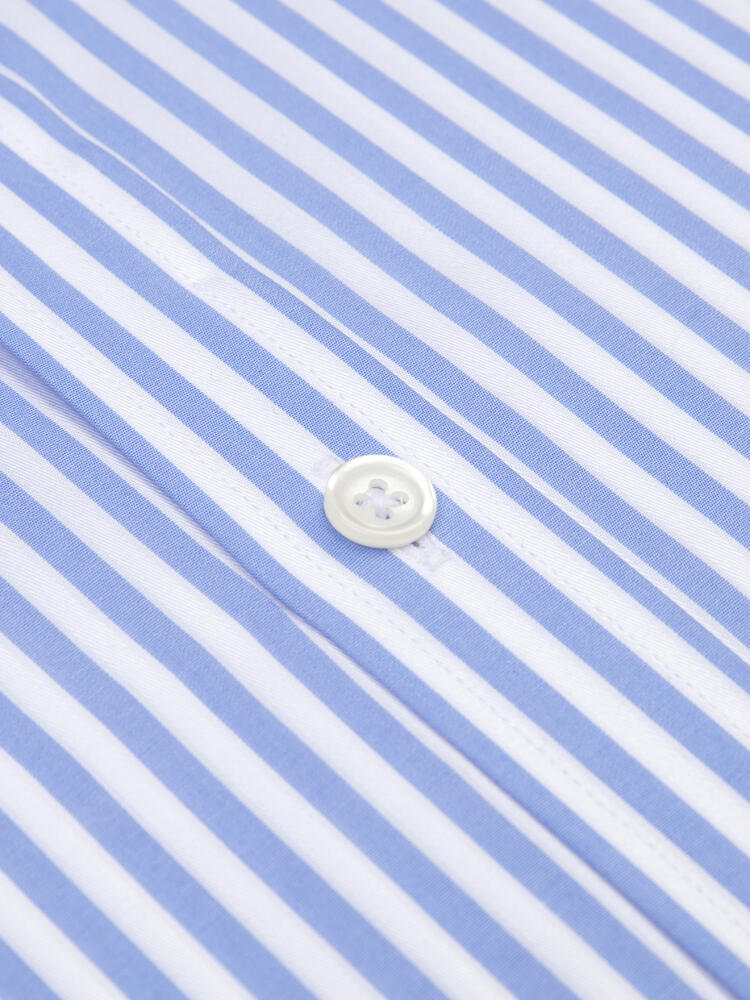 Chris short sleeves shirt with sky blue stripes   - Button down collar