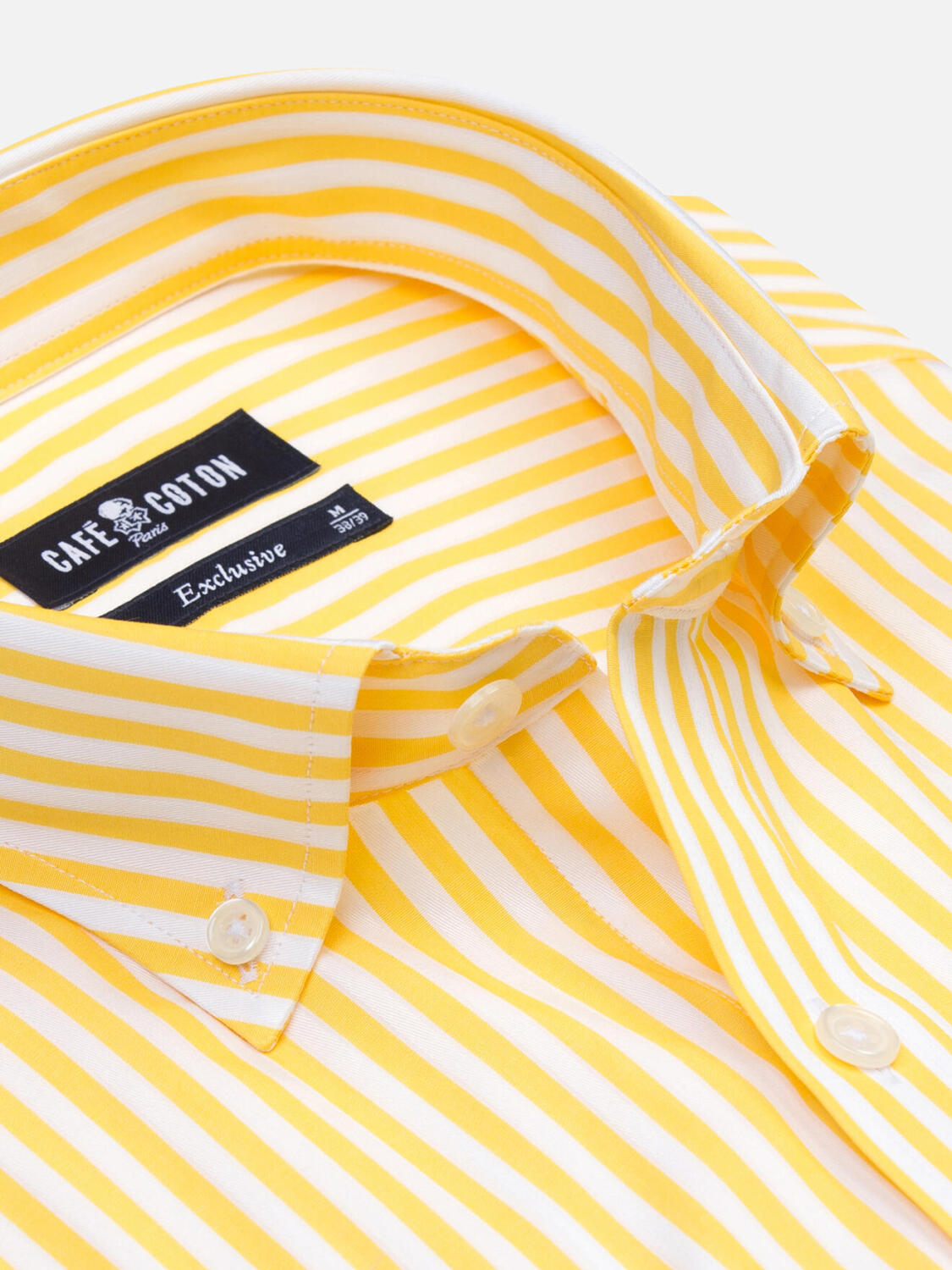 Camicia a maniche corte Chris a righe gialle - Colletto button-down