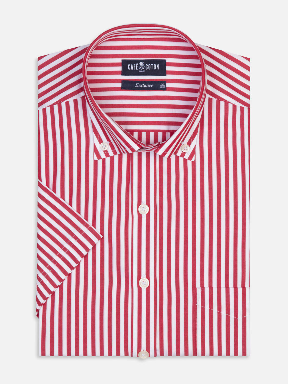 Camicia a maniche corte Chris a righe rosse - Colletto button-down