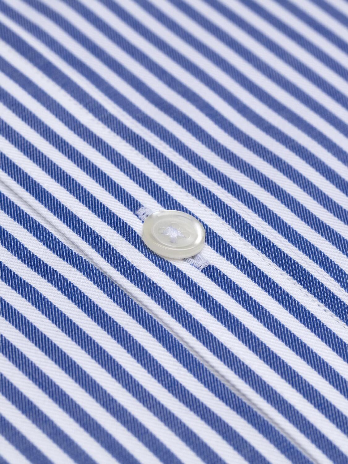 Clive navy stripe short sleeves shirt  - Buttoned collar