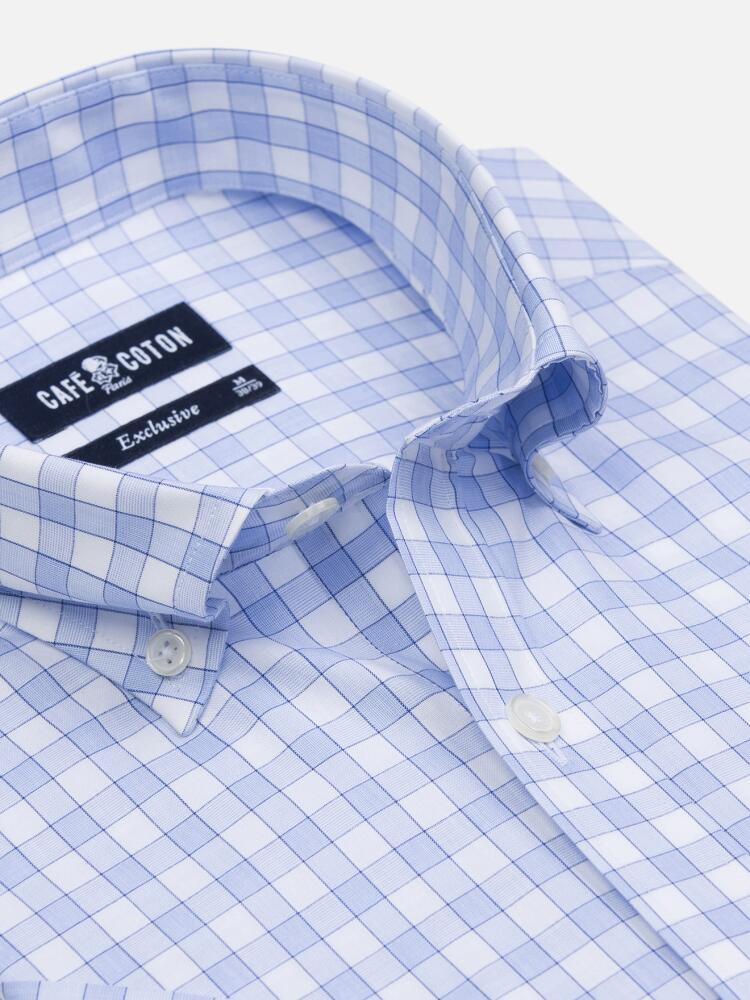 Curtis sky blue check short sleeves shirt  - Buttoned collar