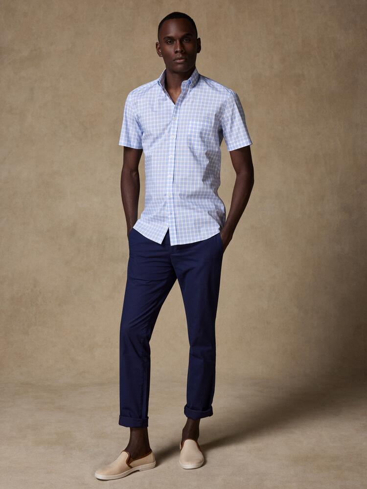 Curtis sky blue check short sleeves shirt  - Buttoned collar