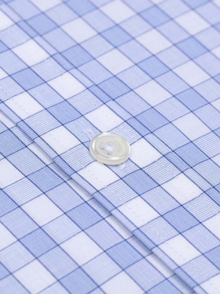 Curtis sky blue check short sleeves shirt  - Buttoned collar