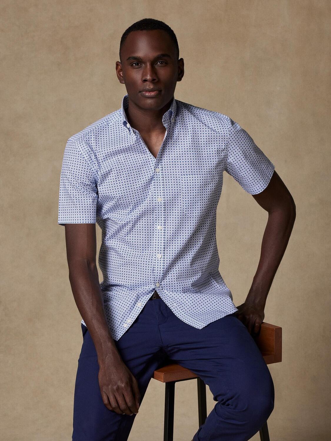 Chemise à manches courtes Cyrus à imprimé géométrique - Col Boutonné