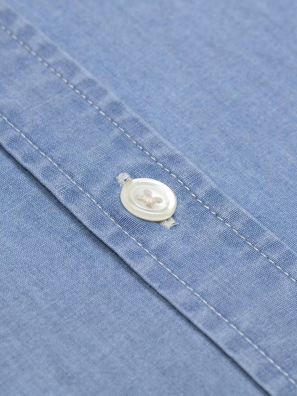 Lichtblauw denim overhemd met korte mouwen - Buttoned kraag