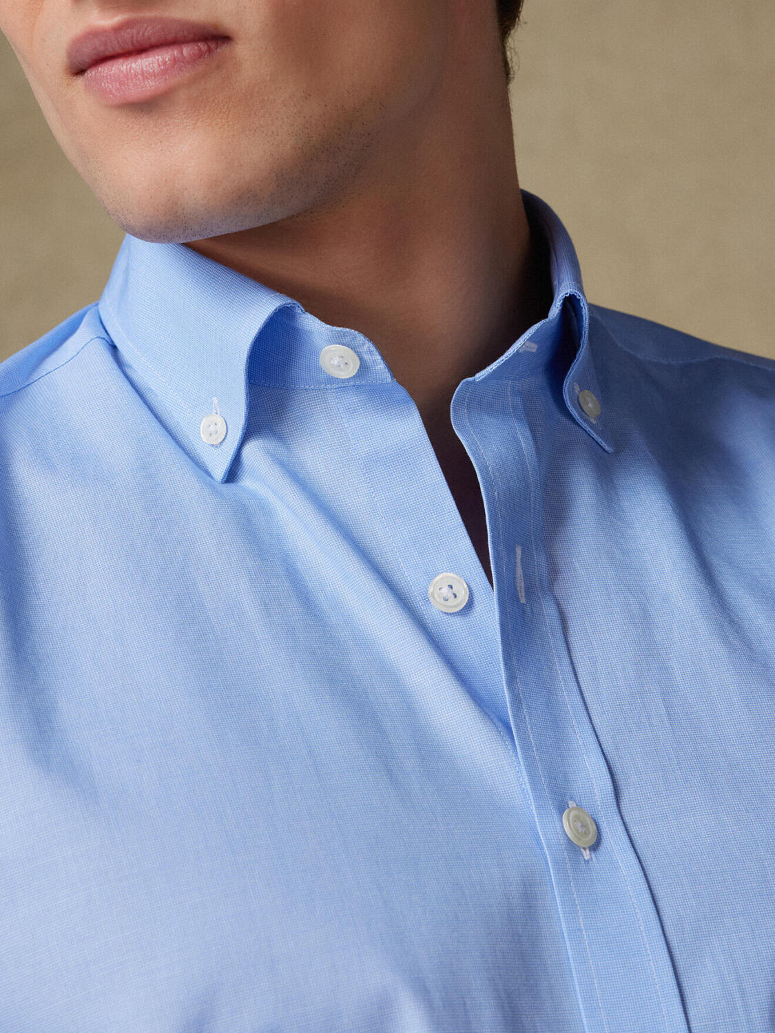 Chemise manches courtes Daria en popeline ciel - Col boutonn&eacute;