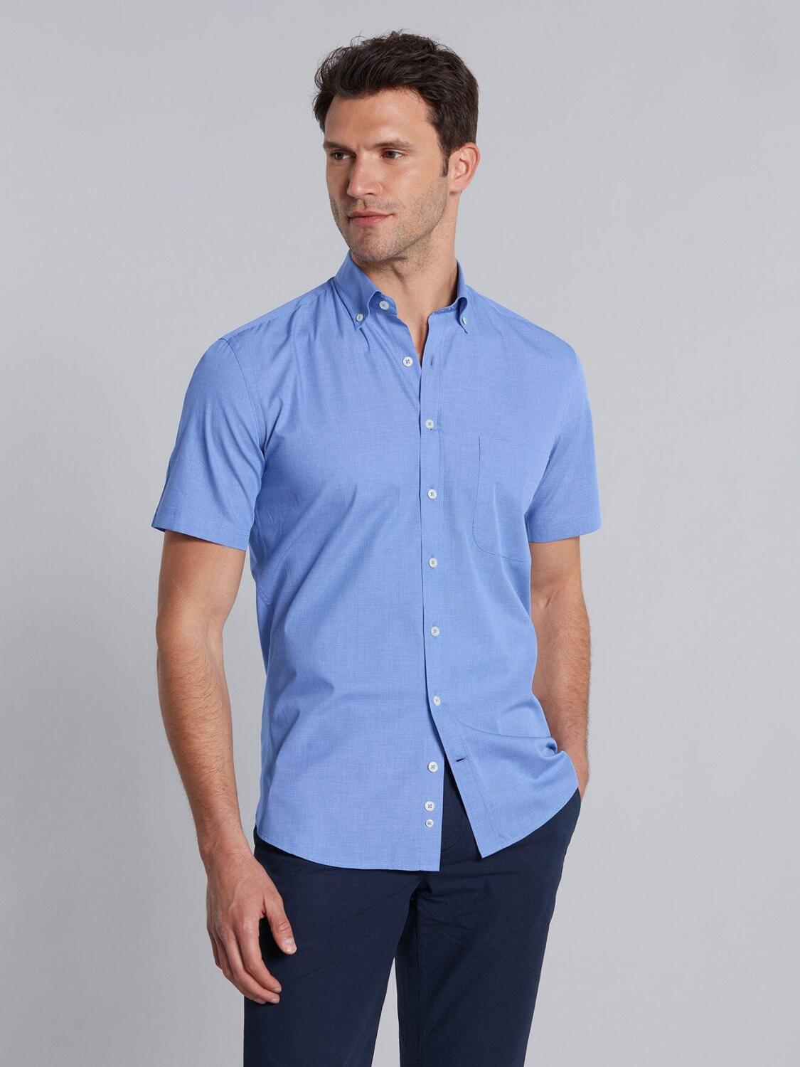 Chemise Daria en popeline ciel - Manches Courtes