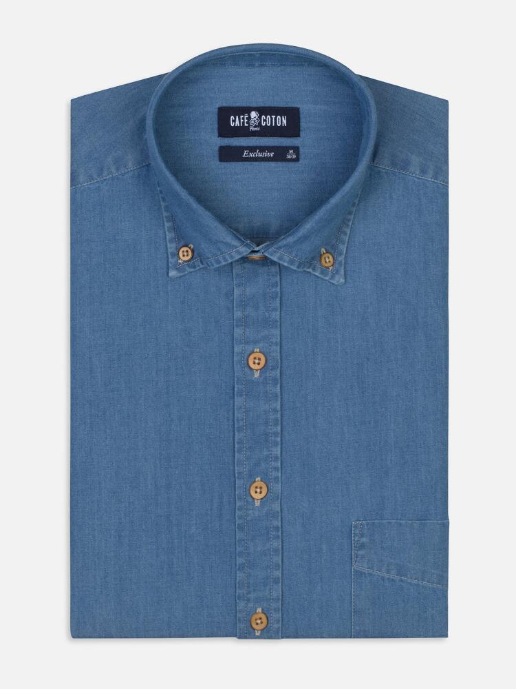 Blue denim shirt - Short sleeves