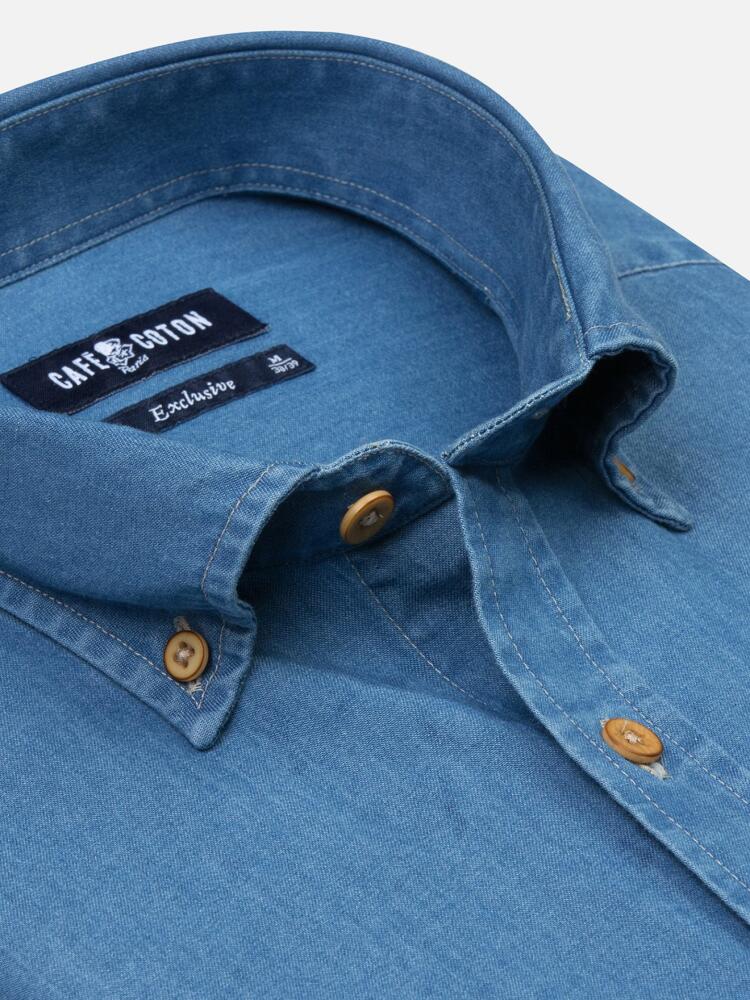 Blue denim shirt - Short sleeves