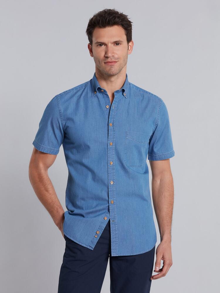 Blue denim shirt - Short sleeves