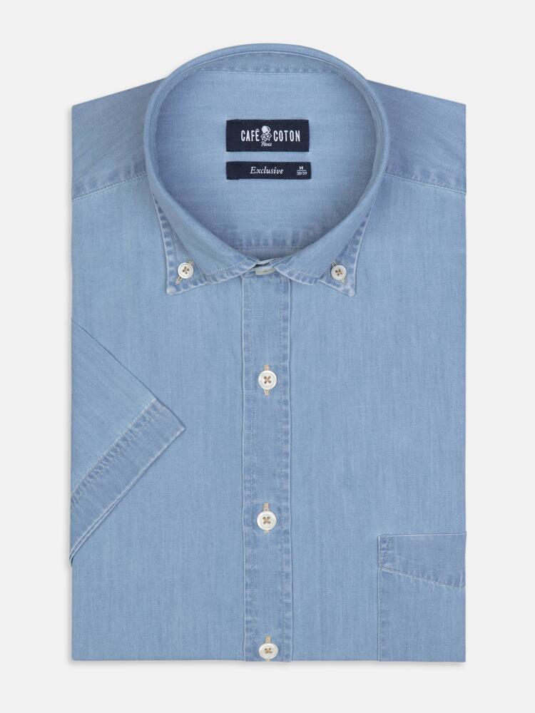 Chemise à manches courtes en denim - Col Boutonné