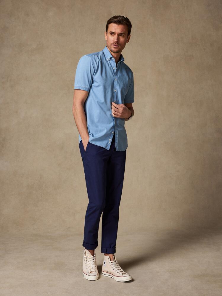 Chemise à manches courtes en denim - Col Boutonné