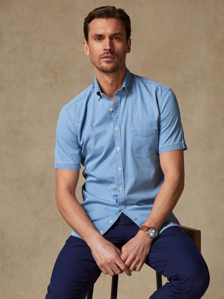 Chemise à manches courtes en denim - Col Boutonné