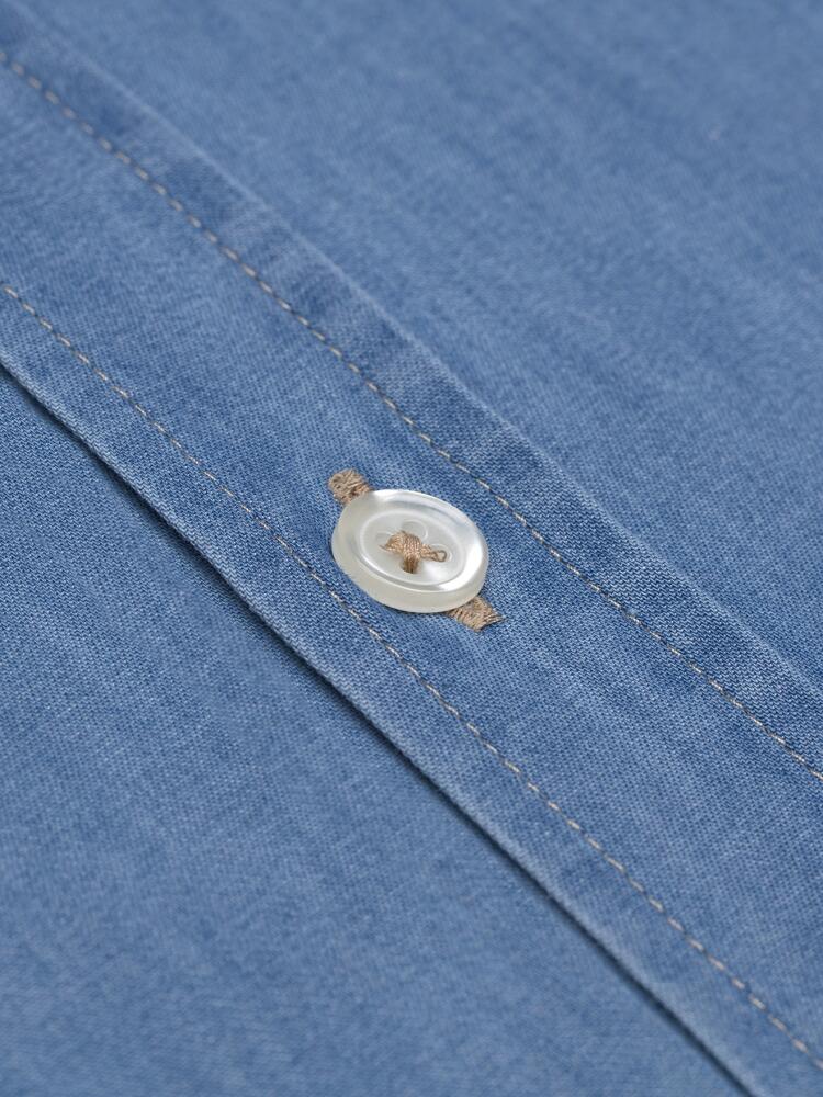 Chemise à manches courtes en denim - Col Boutonné