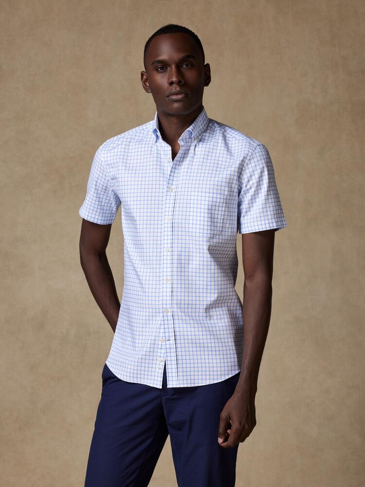 Dorian sky blue check short sleeves shirt  - Buttoned collar