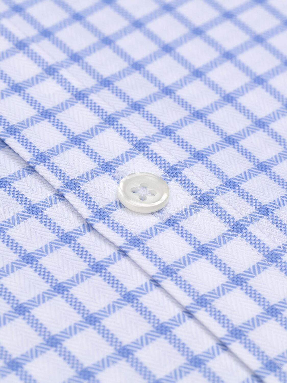 Chemise à manches courtes Dorian à carreaux ciel - Col Boutonné