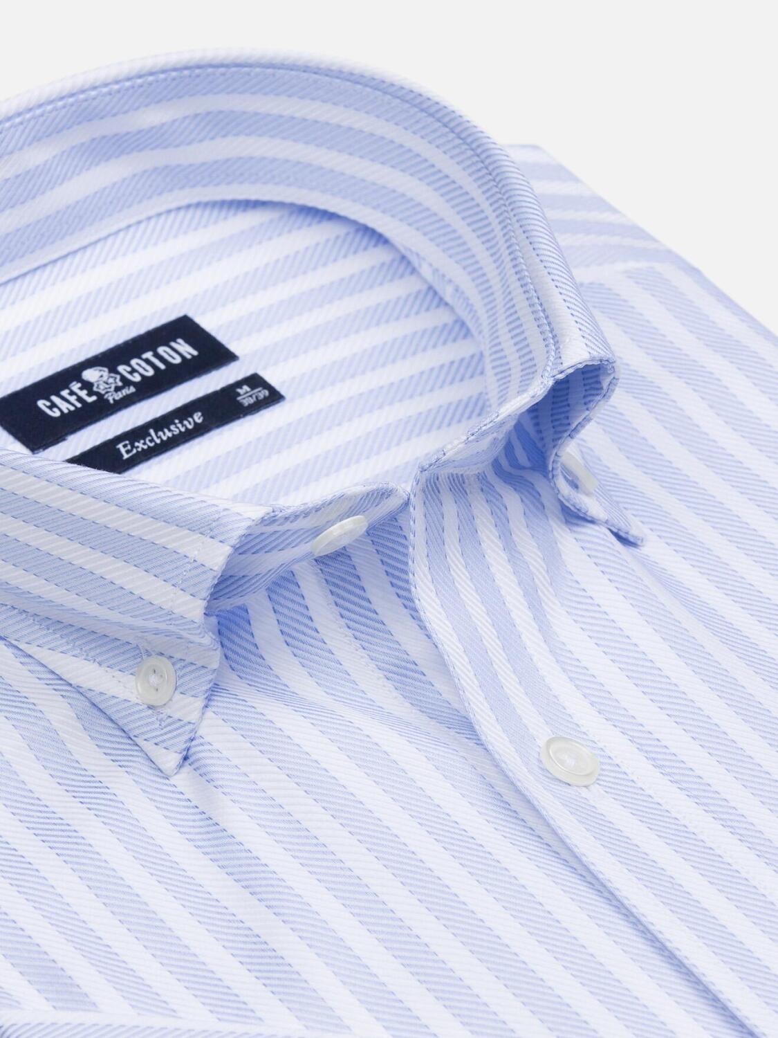 Camicia a maniche corte a righe Eden sky - Collo button down