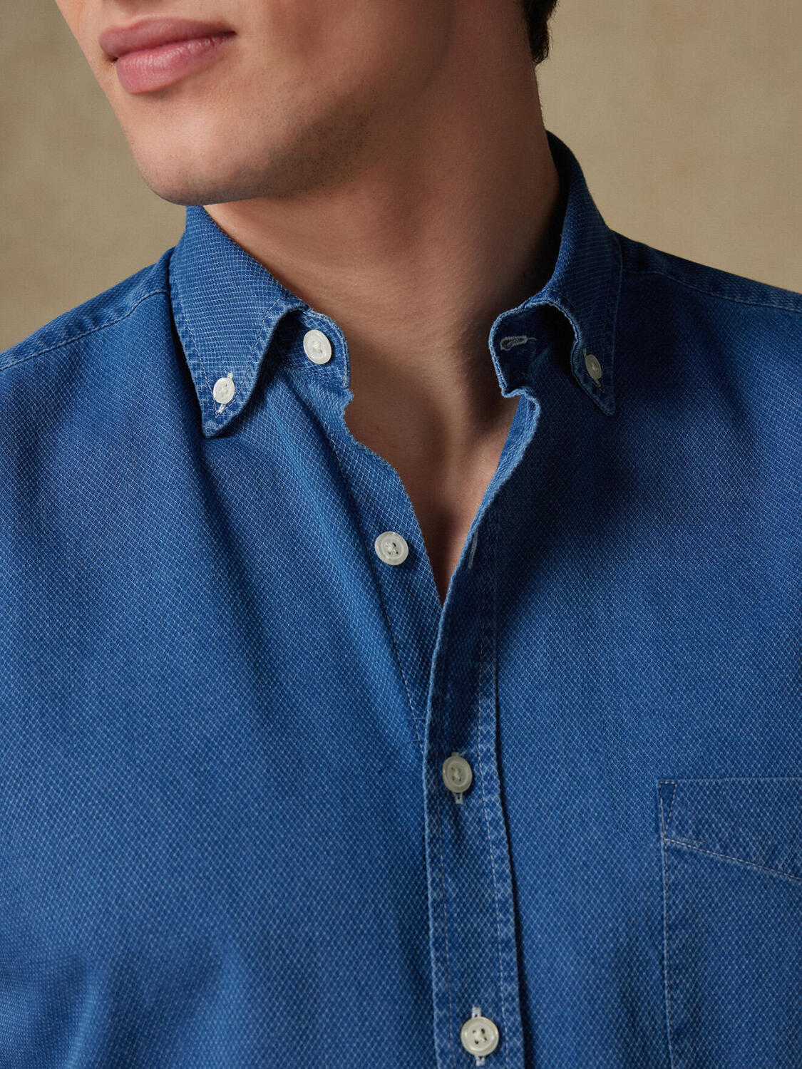 Camicia a maniche corte Grab indaco - Colletto button-down