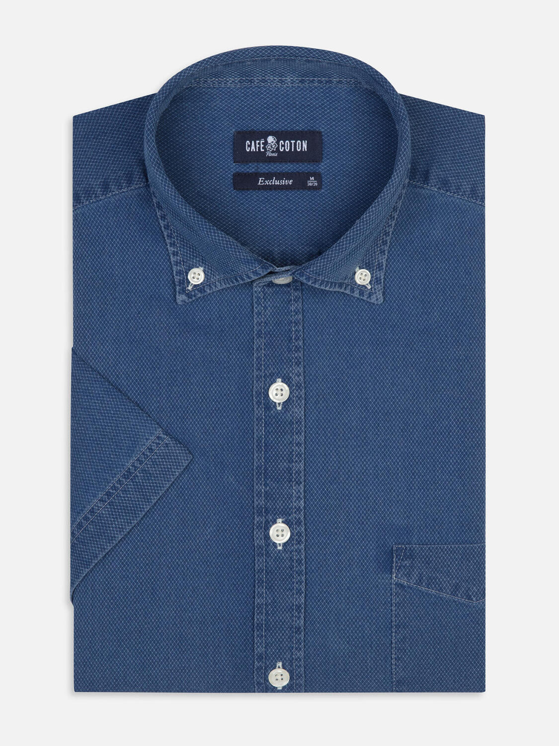 Camicia a maniche corte Grab indaco - Colletto button-down