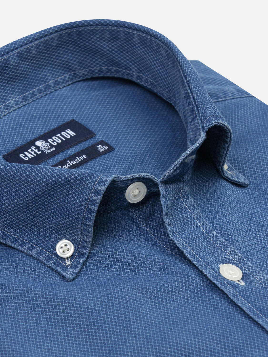 Camicia a maniche corte Grab indaco - Colletto button-down