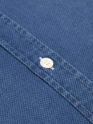 Grab short sleeves shirt indigo   - Button down collar