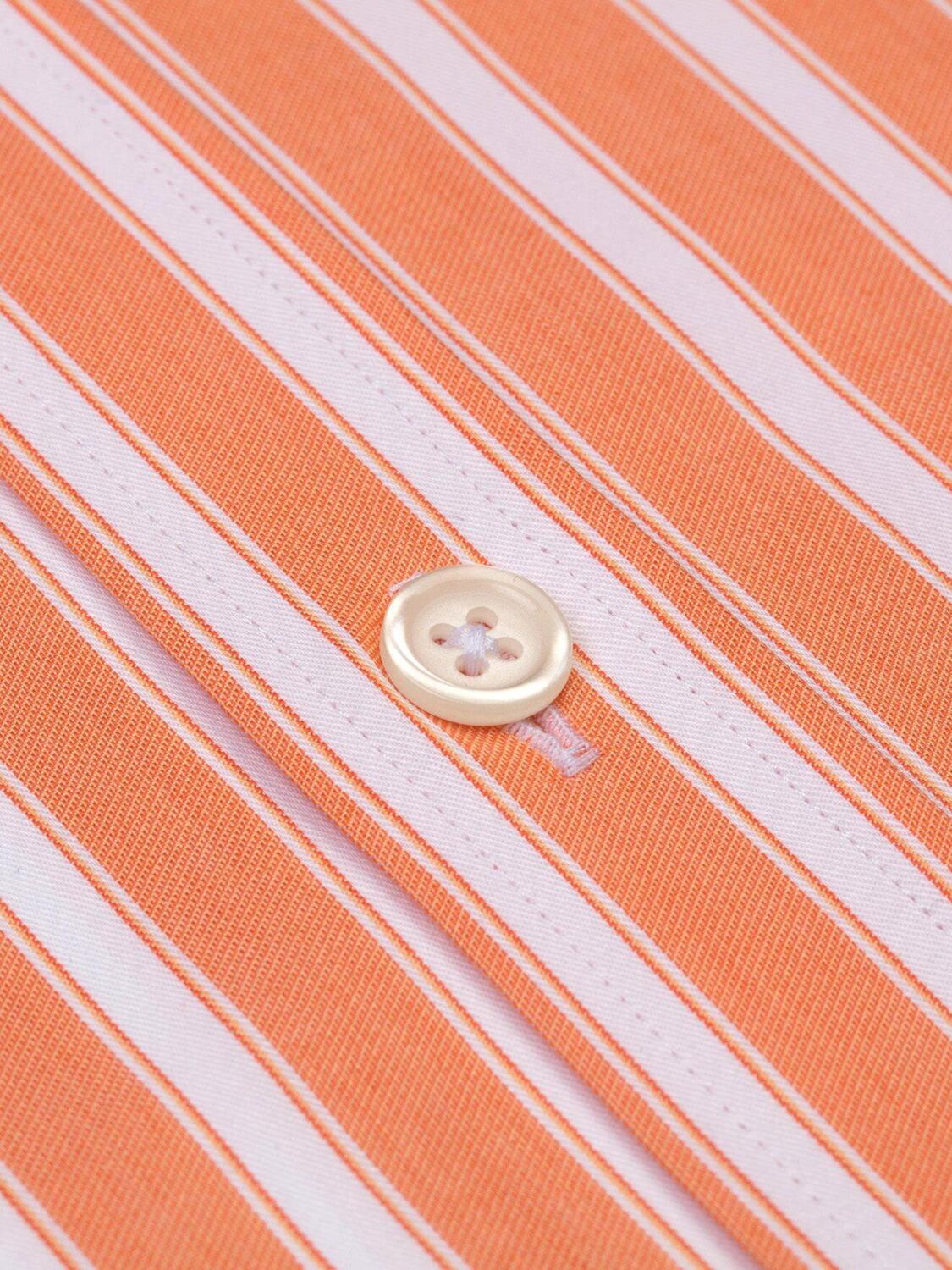 Orange and white stripes twill shirt  - Short sleeves