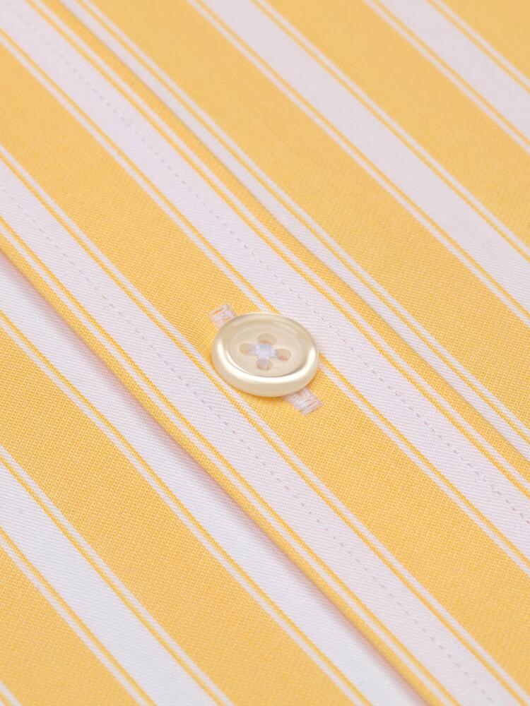 Yellow and white stripes twill shirt  - Short sleeves