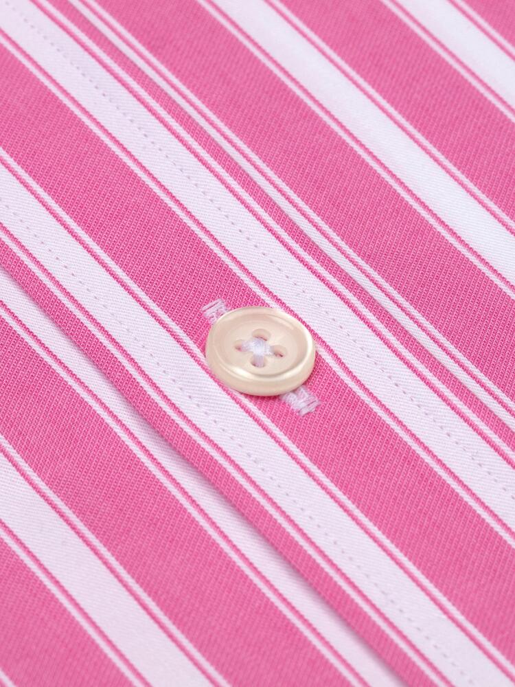 Pink and white stripes twill shirt  - Short sleeves