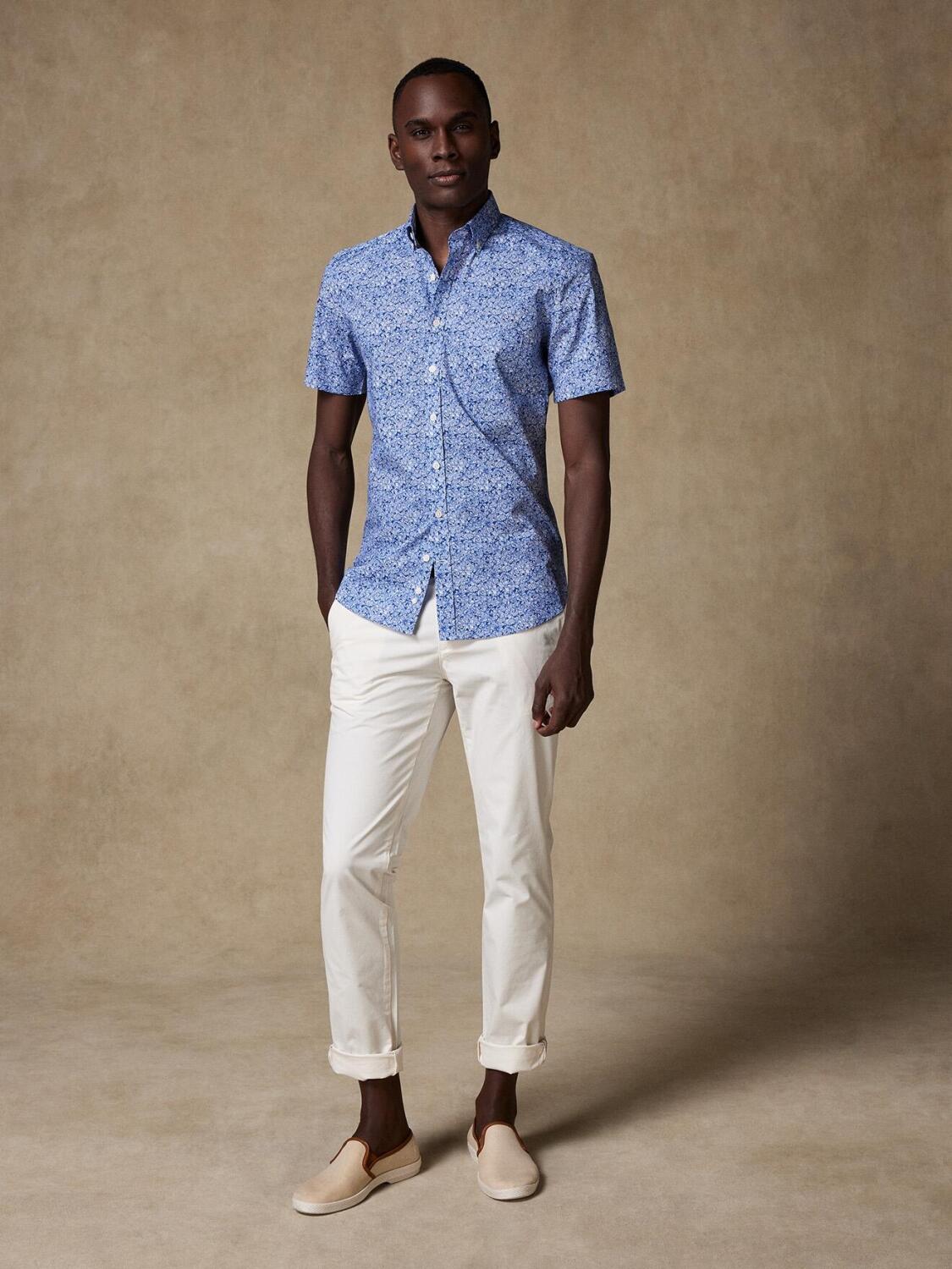 Chemise à manches courtes Julius à imprimé floral - Col Boutonné