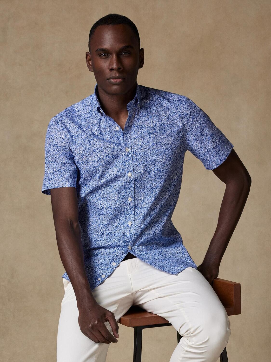 Chemise à manches courtes Julius à imprimé floral - Col Boutonné