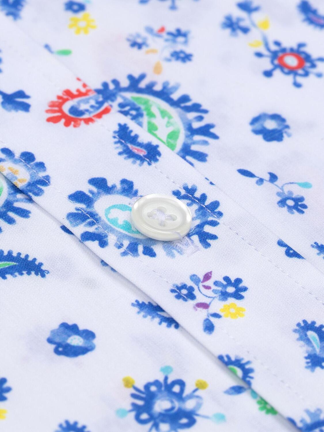 Kurzarmhemd Julius mit Blumendruck - Button-Down-Kragen