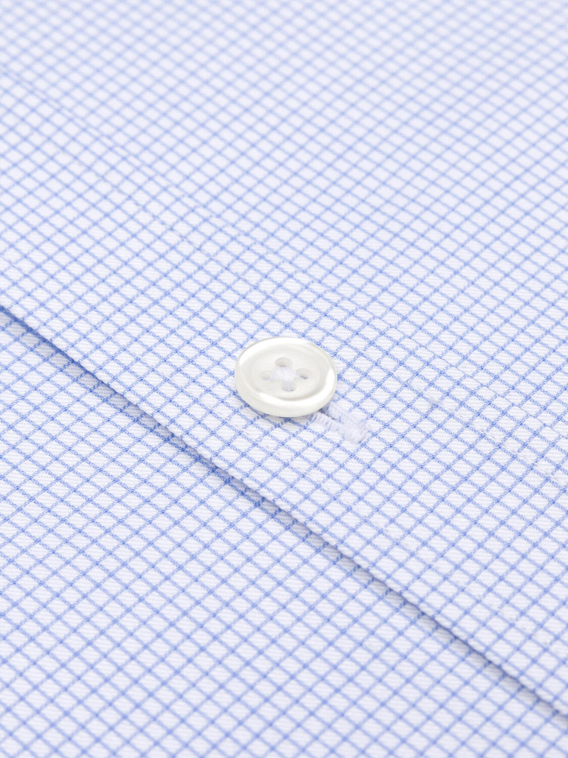 Chemise manches courtes Lenny &agrave; carreaux ciel  - Col Boutonn&eacute;